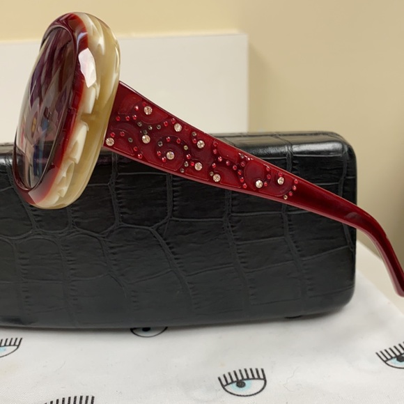 Judith Lieber61 MM Stunning Red Crystal Sunglasses Never...